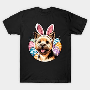 Norwich Terrier Enjoys Easter with Bunny Ears Fun T-Shirt